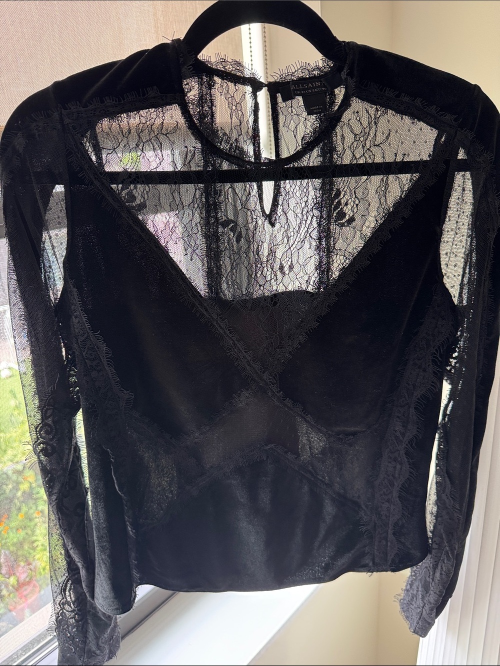 All Saints Mila Velvet Lace Top - Picture 4 of 6